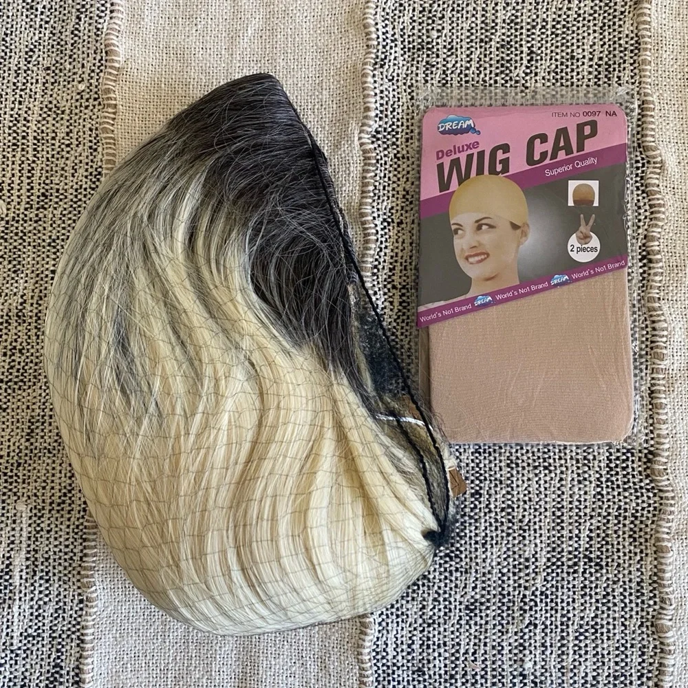 NEW! Blonde Ombre Wig with Wig Cap Long Soft Curly Synthetic Heat-Resistant